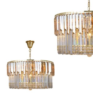 Lampa wisząca Camille złoty/przezroczysty+bursztynowy 19101/16 Zuma Line