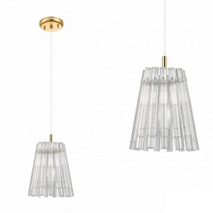 Nowoczesny zwis lampa wisząca BACH złota, z transparentnym szklanym kloszem - P0547-01H-F9AC Zuma Line