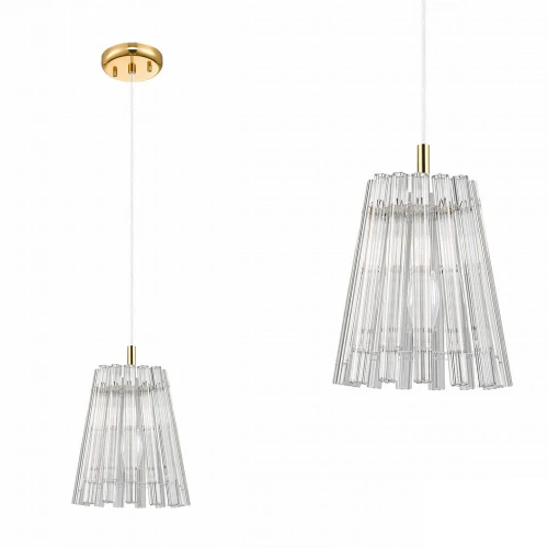 Nowoczesny zwis lampa wisząca BACH złota, z transparentnym szklanym kloszem - P0547-01H-F9AC Zuma Line