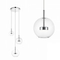 Lampa wisząca w minimalistycznym stylu ENCELADUS chrom, szklane klosze LED 5W ciepła barwa - P0428-03L-F4AC Zuma Line