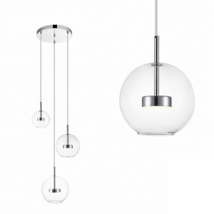 Lampa wisząca w minimalistycznym stylu ENCELADUS chrom, szklane klosze LED 5W ciepła barwa - P0428-03L-F4AC Zuma Line