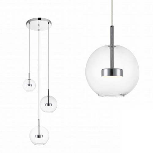 Lampa wisząca w minimalistycznym stylu ENCELADUS chrom, szklane klosze LED 5W ciepła barwa - P0428-03L-F4AC Zuma Line