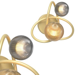 Kinkiet lampa ścienna Arlon matowy złoty/dymne szare szkło/bursztynowe szkło MB4922-2-EGBDN Zuma Line