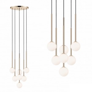 Lampa wisząca ARCTURUS białe szklane kule, złote zwisy 7*G9 - P0574-07F-F7AA Zuma Line