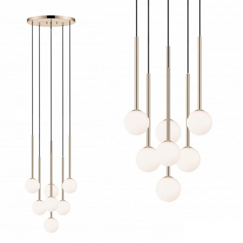 Lampa wisząca ARCTURUS białe szklane kule, złote zwisy 7*G9 - P0574-07F-F7AA Zuma Line