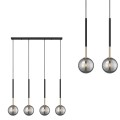 Lampa wisząca z czterema zwisami na listwie, szklane klosze z rodziny ARCTURUS kolor Czarny - P0574-04D-SDFZ Zuma Line