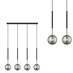 Lampa wisząca z czterema zwisami na listwie, szklane klosze z rodziny ARCTURUS kolor Czarny - P0574-04D-SDFZ Zuma Line