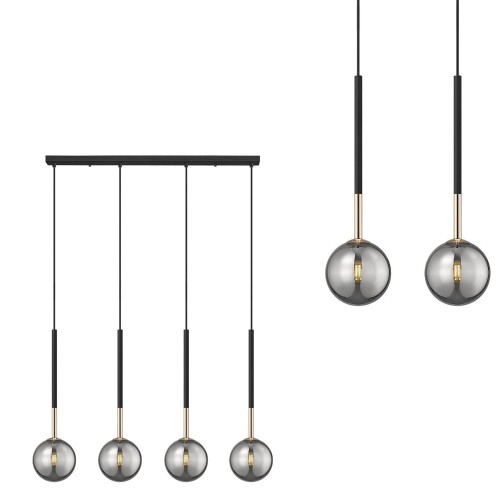 Lampa wisząca z czterema zwisami na listwie, szklane klosze z rodziny ARCTURUS kolor Czarny - P0574-04D-SDFZ Zuma Line