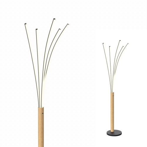 Lampa stojąca podłogowa Velden jasne drewno/czarny mat ML4767-3BMD Zuma Line