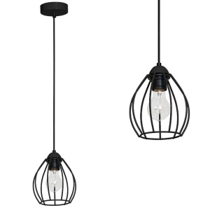 Lampa wisząca DON BLACK z czarnym, drucianym kloszem Milagro