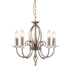 Żyrandol Aegean - 5 źródeł światła - Postarzany mosiądz AG5-AGED-BRASS Elstead Lighting