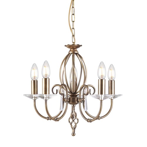 Żyrandol Aegean - 5 źródeł światła - Postarzany mosiądz AG5-AGED-BRASS Elstead Lighting