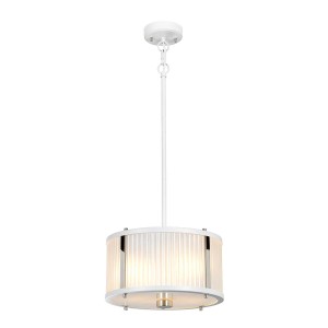 Lampa wisząca Corona - 2 źródła światła - Satynowa biel / Polerowany nikiel DL-CORONA-2P-WPN Elstead Lighting