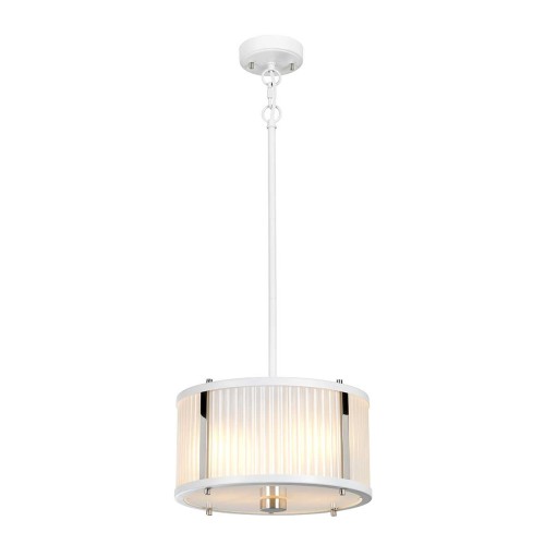 Lampa wisząca Corona - 2 źródła światła - Satynowa biel / Polerowany nikiel DL-CORONA-2P-WPN Elstead Lighting
