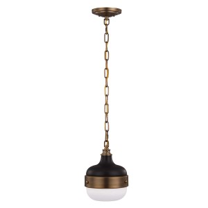 Mała lampa wisząca Cadence - 1 źródło światła - Ciemny antyczny mosiądz / Matowa czerń FE-CADENCE-1P-MB Elstead Lighting