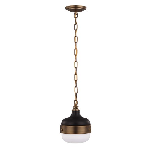 Mała lampa wisząca Cadence - 1 źródło światła - Ciemny antyczny mosiądz / Matowa czerń FE-CADENCE-1P-MB Elstead Lighting
