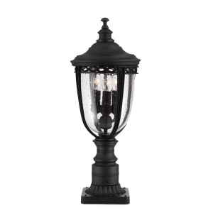 Średnia latarnia cokołowa English Bridle - 3 źródła światła - Czarna FE-EB3-M-BLK Elstead Lighting