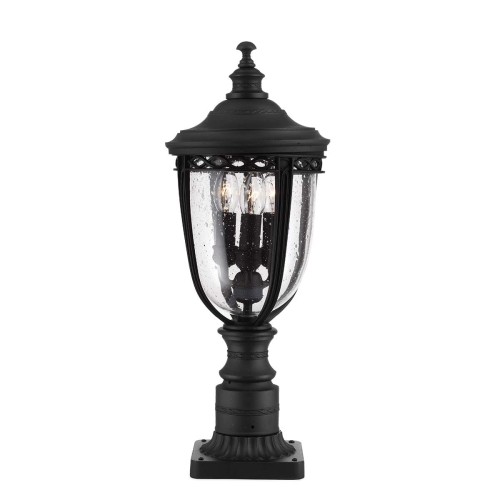 Średnia latarnia cokołowa English Bridle - 3 źródła światła - Czarna FE-EB3-M-BLK Elstead Lighting