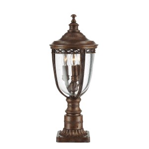 Średnia latarnia cokołowa English Bridle - 3 źródła światła - Brytyjski brąz FE-EB3-M-BRB Elstead Lighting