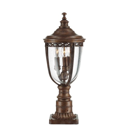 Średnia latarnia cokołowa English Bridle - 3 źródła światła - Brytyjski brąz FE-EB3-M-BRB Elstead Lighting