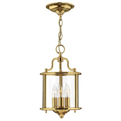 Mała lampa wisząca Gentry - 3 źródła światła - Polerowany mosiądz HK-GENTRY-P-S-PB Elstead Lighting