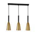 Lampa wisząca Solin 3 na czarnej listwie ze złotymi kloszami Light Prestige