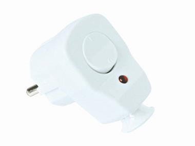 Wtyczka kątowa z wyłacznikiem i kontrolką załączenia biała 2P+Z 230V PCE