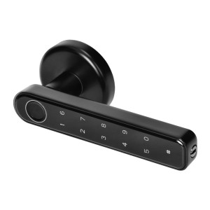 Klamka szyfrowa z klawiaturą dotykową, czytnikiem linii papilarnych SMART czarna