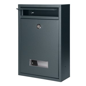 Skrzynka na listy stalowa z wizytownikiem 32,1x21,5x8,8 antyarcytowa 2 kluczyki