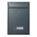 Skrzynka na listy stalowa z wizytownikiem 32,1x21,5x8,8 antyarcytowa 2 kluczyki