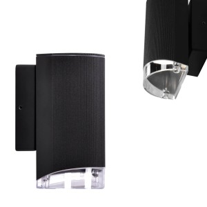 Kinkiet zewnętrzny dół PRIMA GU10, metalowy czarny korpus K-8203