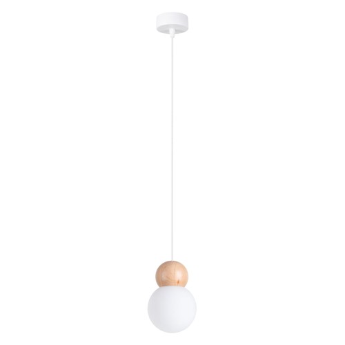 Lampa wisząca PEKKA 1 biała/naturalne drewno G9 1x8W SL.1390 SOLLUX