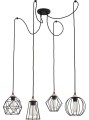 Lampa wisząca GALAXY 4PŁ pająk loft z 4 drucianymi czarnymi kloszami, dodatki w miedzianym kolorze TK Lighting