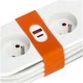 Przedłużacz FLOWFLEXER 2 gniazda 1,4 m z uziemieniem + 2xUSB biały KDSN00000033 Kobi