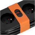 Przedłużacz FLOWFLEXER 2 gniazda 1,4 m z uziemieniem + 2xUSB czarny KDSN00000034 Kobi