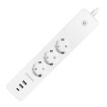  Przedłużacz z 3 gniazdami Schuko z uziemieniem i wyłącznikiem 2xUSB, Tuya Smart Wi-Fi, biały