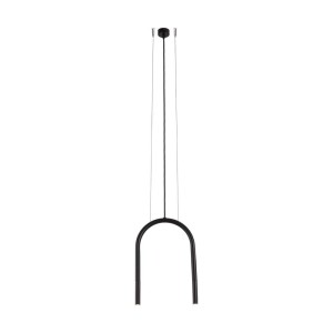 Lampa wisząca czarna z kloszem o wysk. 33cm SUKOMO w kształcie łuku, przypominającym podkowę SHILO