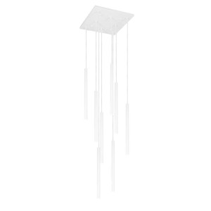Lampa wisząca 8xGU10 YABU biała na kwadratowej rozecie ze zwisającymi rurkami SHILO