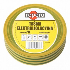 Taśma elektroizolacyjna samogasnąca wodoodporna 19mm x 20m żółto-zielona 