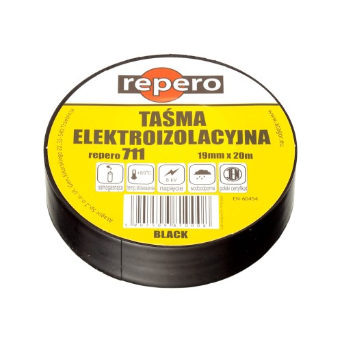 Taśma elektroizolacyjna samogasnąca wodoodporna 19mm x 20m czarna