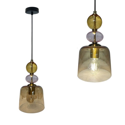 Lampa wisząca Tropea 1xE27 bursztynowa, mała LP-2004/1P S AM Light Prestige