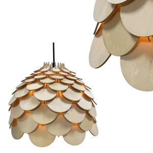Lampa wisząca BURGO drewniana duża o średnicy 50cm Light Prestige