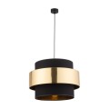 Lampa wisząca CALISTO nowoczesna, czarny klosz ze złotym wnętrzem i ringiem TK Lighting