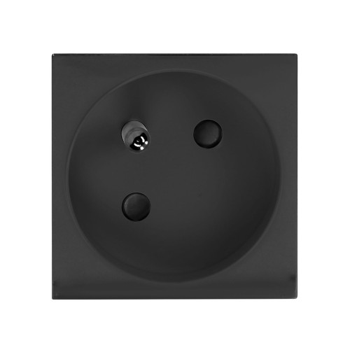 Gniazdo czarne modułowe 45x45mm kątowe - 45° 1x2P+Z, typ E french, 16A 250V Orno