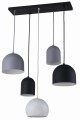 Lampa wisząca nowoczesna TEMPRE na prostokątnej rozecie z 5 kloszami o róznych kształtach w trzech kolorach TK Lighting