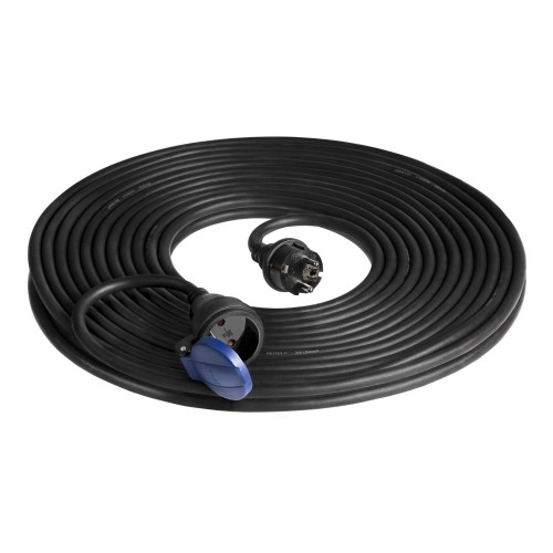  Przedłużacz warsztatowy bryzgoszczelny IP44, 1x2P+Z 20m, kabel gumowy olejoodporny H07RN-F 3x1,5mm², 230VAC/16A