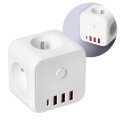 Rozgałęźnik  kostka biała 3-gniazda z uziemieniem i wyłącznikiem + 4xUSB