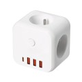 Rozgałęźnik  kostka biała 3-gniazda z uziemieniem i wyłącznikiem + 4xUSB