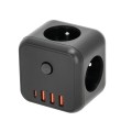 Rozgałęźnik  kostka czarna 3-gniazda z uziemieniem i wyłącznikiem + 4xUSB