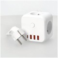 Przedłużacz biały z przewodem 1,5m, 3-gniazda z uziemieniem i wyłącznikiem + 4xUSB